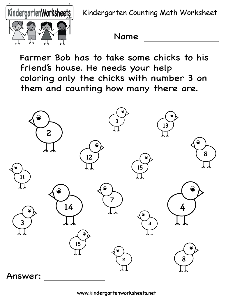 Kindergarten Kindergarten Counting Math Worksheet Printable - Free Printable Math Worksheets For Kids