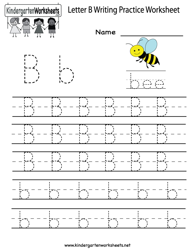 Kindergarten Letter B Writing Practice Worksheet Printable | Things - Free Printable Letter Writing Worksheets