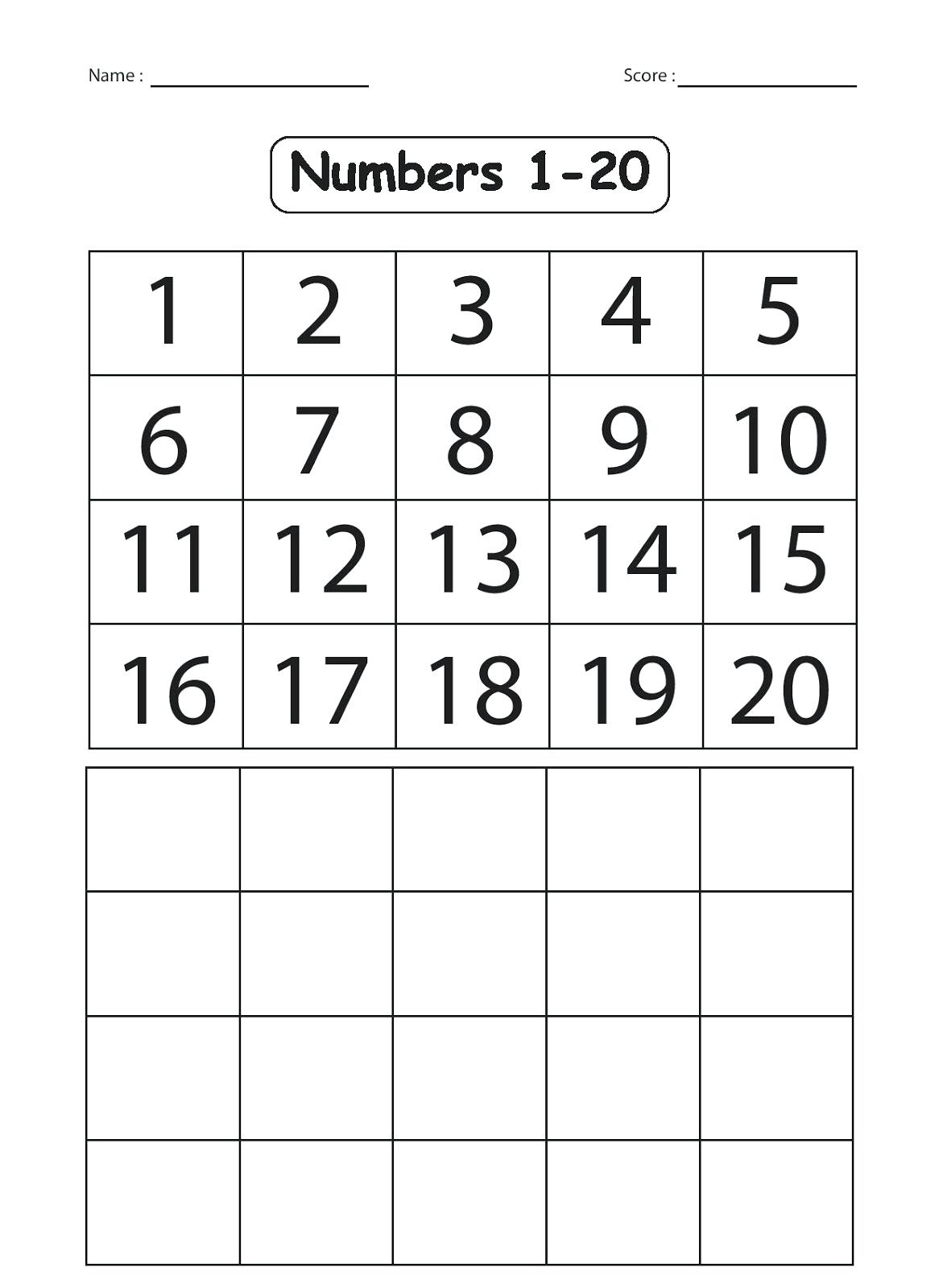 Kindergarten Number Worksheets 1 20 Worksheets Numbers 1 For - Free Printable Counting Worksheets 1 20