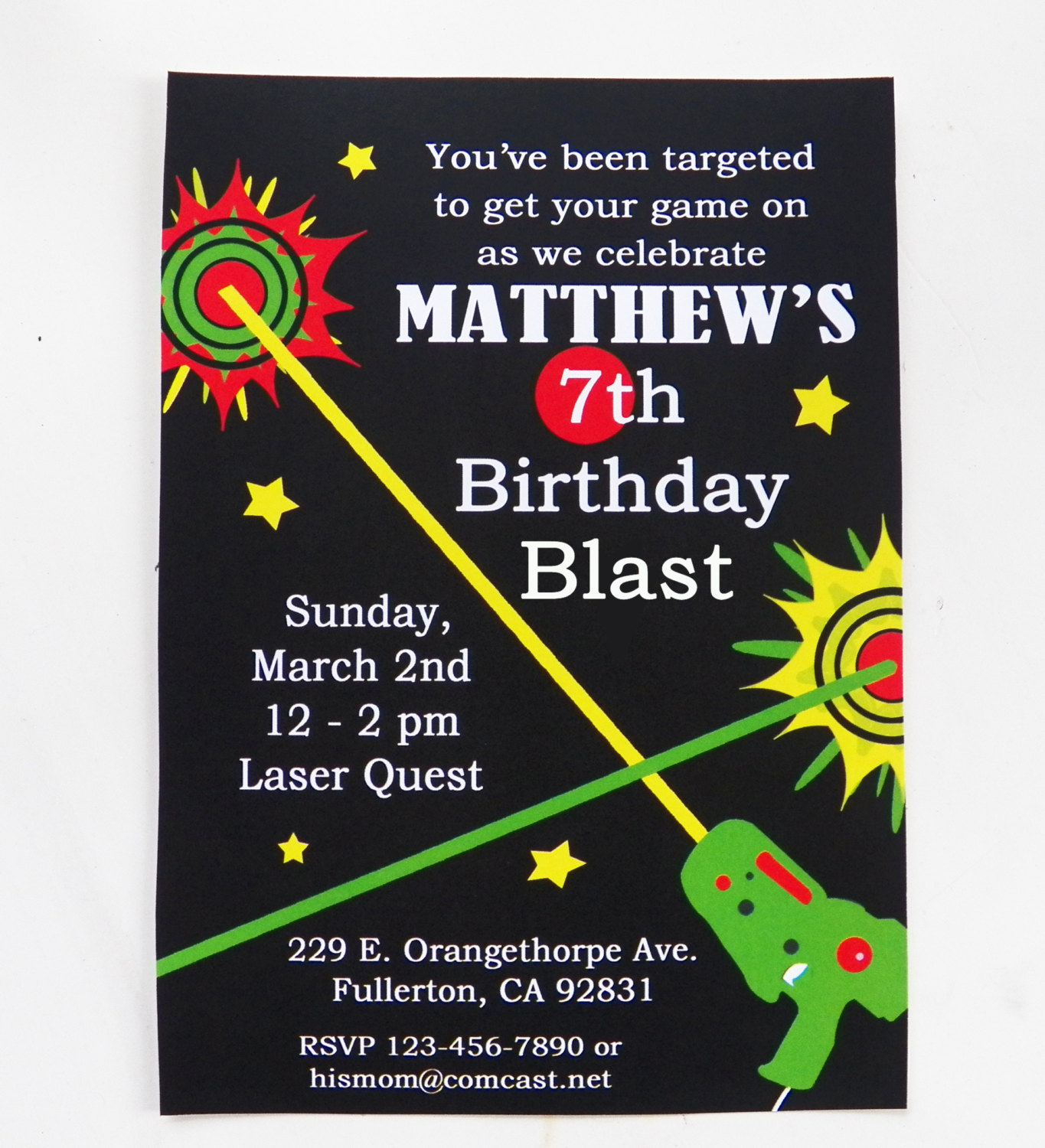 Laser Tag Birthday Invitation Printable And Printed With Free | Etsy - Free Printable Laser Tag Invitation Template