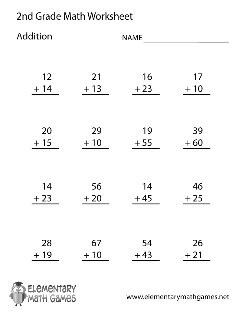 Learn And Practice How To Add With This Printable 2Nd Grade - Free Printable Second Grade Worksheets