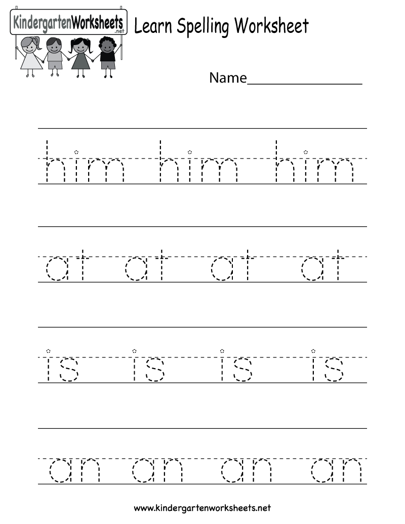 Learn Spelling Worksheet - Free Kindergarten English Worksheet For Kids - Free Printable Spelling Worksheets