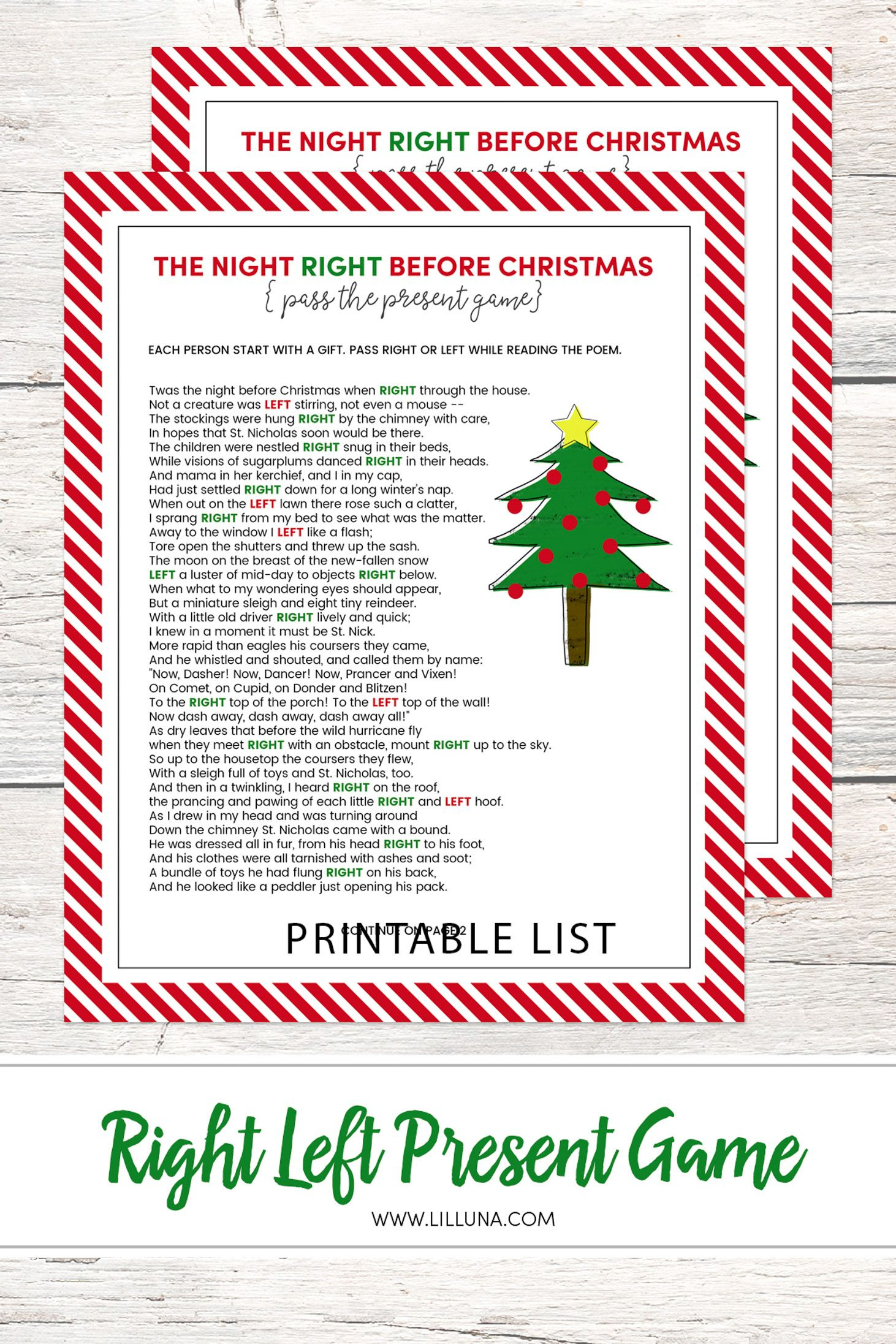 Left Right Christmas Game - Free Printable | All Fun And Games - Kwanzaa Trivia Free Printable