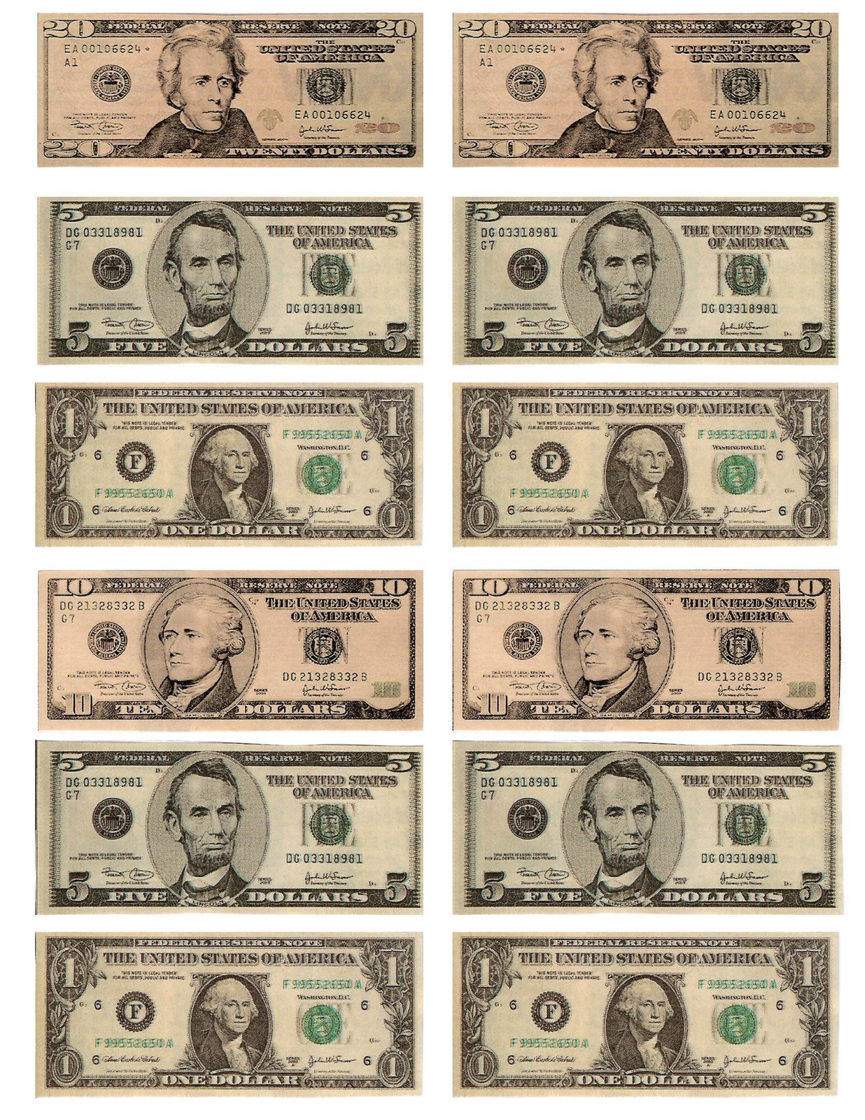 Legal, Free, Printable Money For Teaching The Kids About American - Free Printable Play Money Sheets