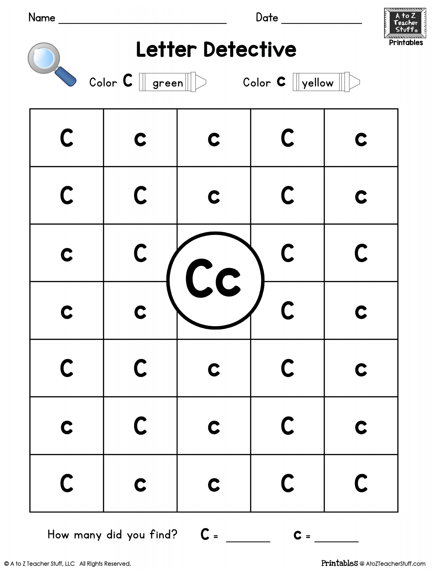 Letter C: Letter Detective Uppercase &amp;amp; Lowercase Visual - Free Printable Letter C Worksheets