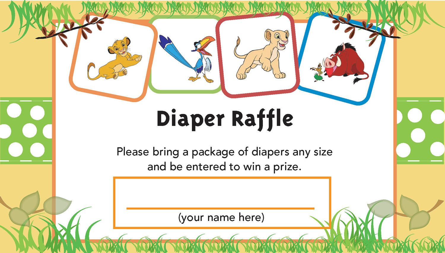 Lion King Printable Diaper Raffle Ticket | Baby Shower | Pinterest - Free Printable Lion King Baby Shower Invitations