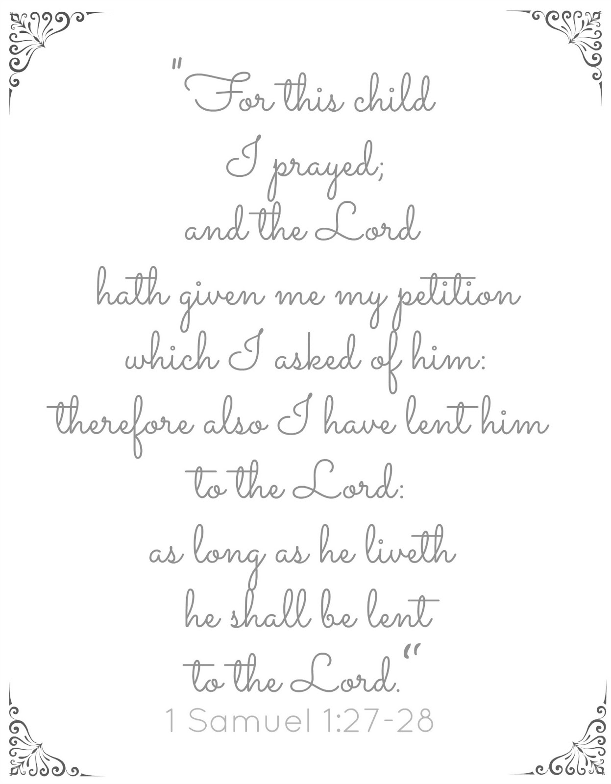 Little House: For This Child I Prayed - Free Printable - For This Child We Have Prayed Free Printable