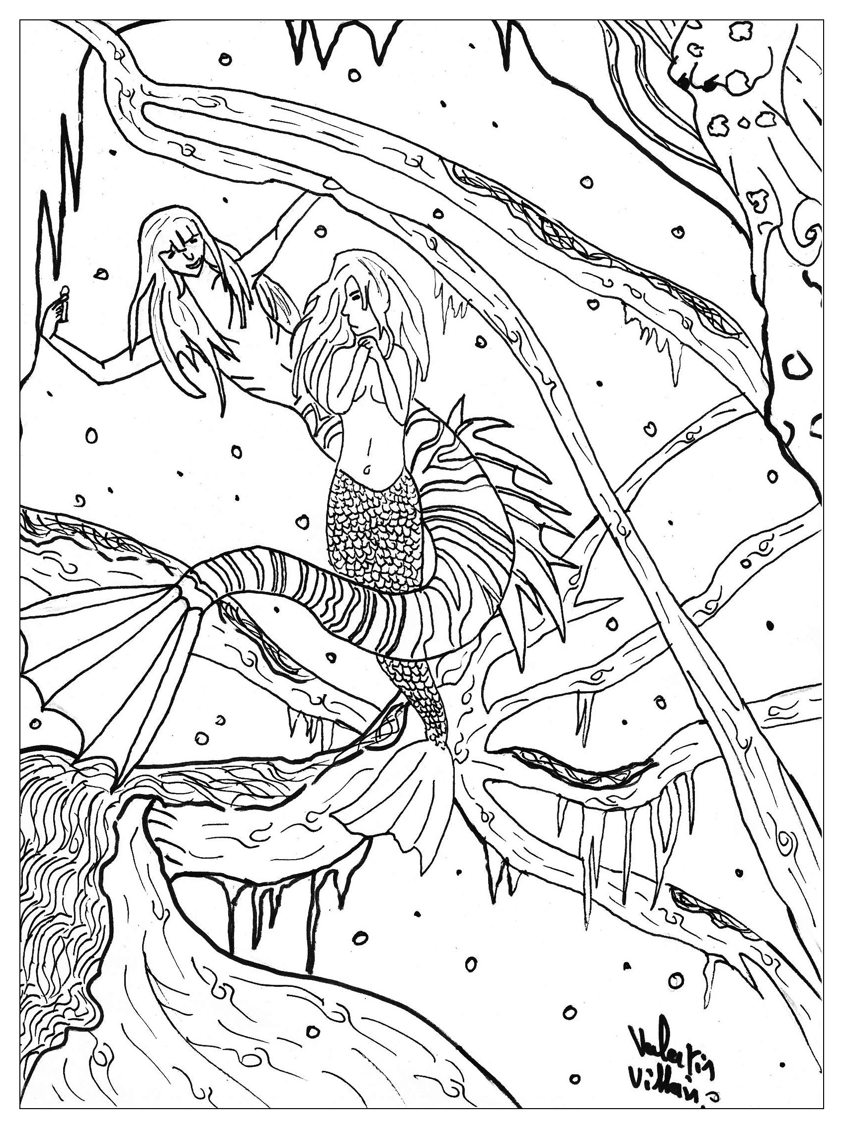 Little Mermaid - Fairy Tales Adult Coloring Pages - Free Printable Coloring Pages Fairies Adults