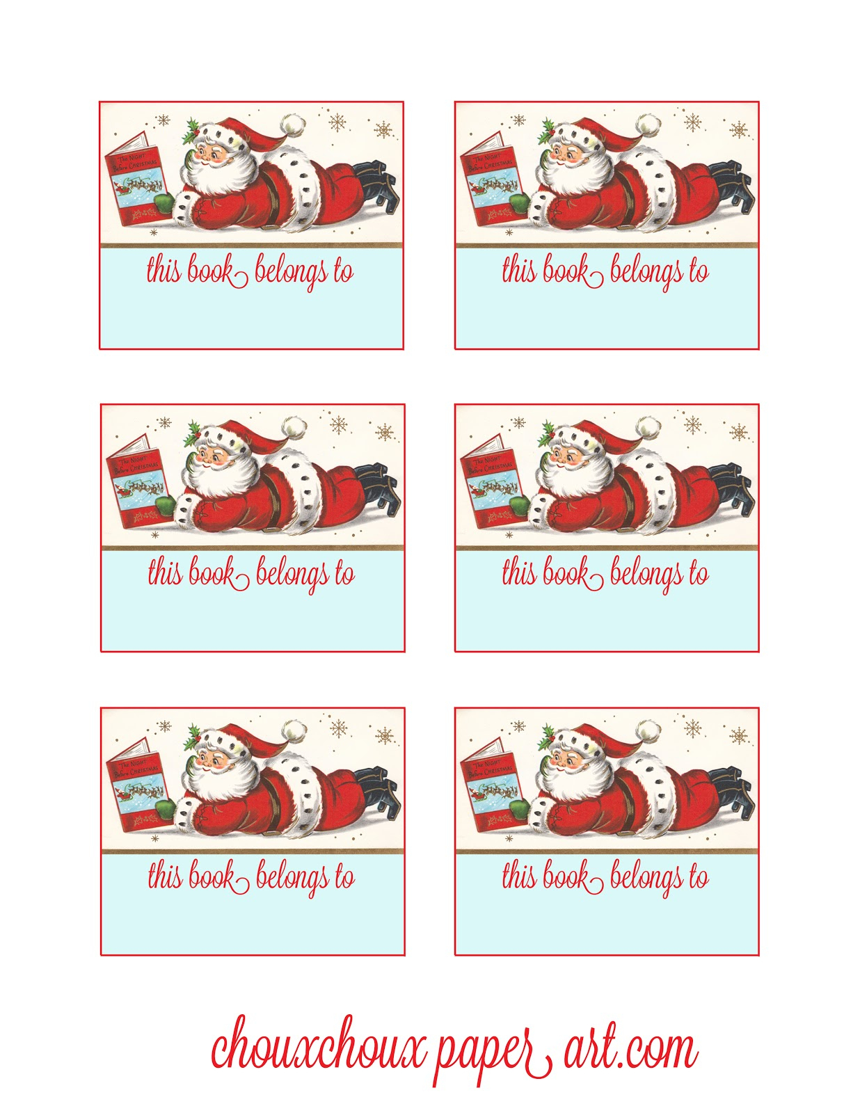 Lori Hairston: Santa Book Plates - Free Printable Christmas Bookplates