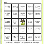 Loteria Printable Game Board Featuring Gustar | Spanish Kids   Free Printable Loteria Game