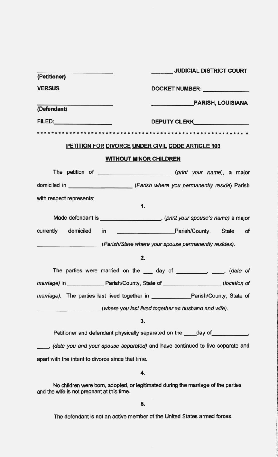 Louisiana Succession Forms – Free Louisiana Small Estate Affidavit - Free Printable Divorce Papers For Louisiana