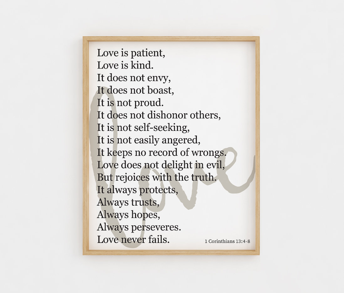 Love Is Patient Love Is Kind Printable Wall Art Bible Verse | Etsy - Love Is Patient Love Is Kind Free Printable