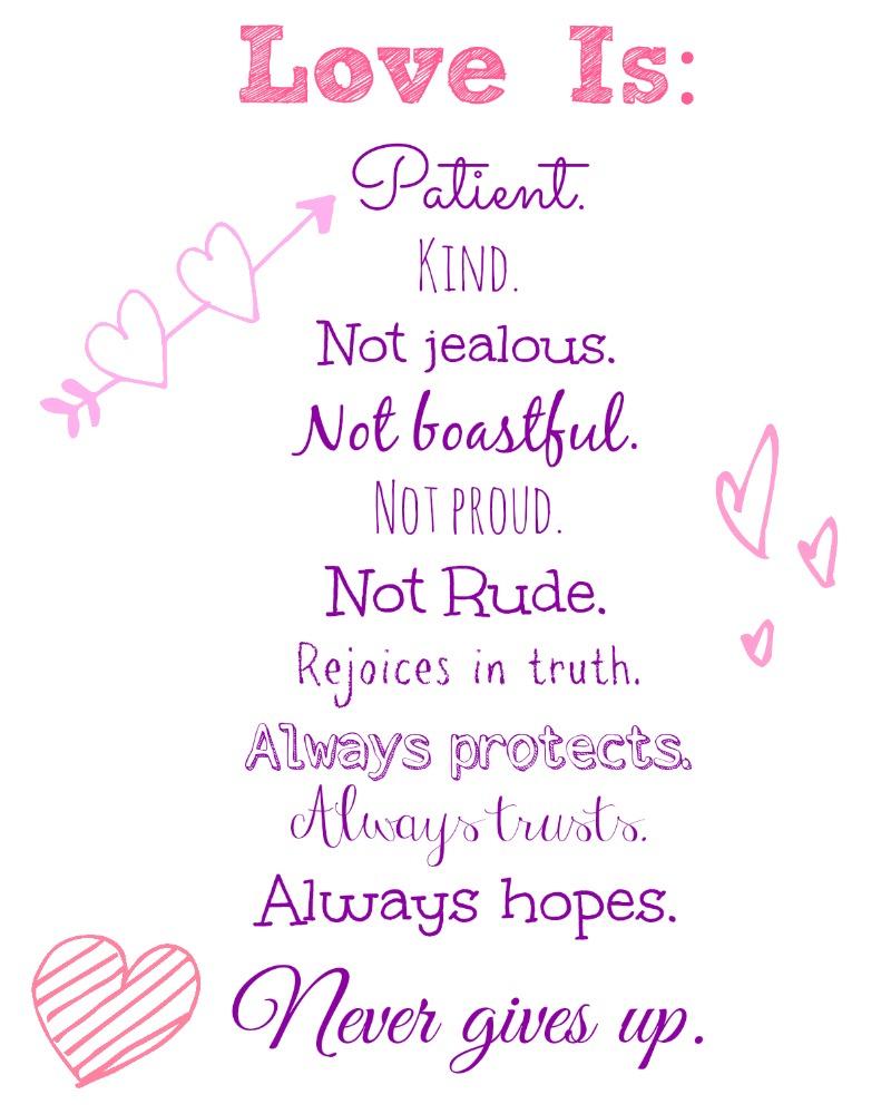 Love Is..valentine&amp;#039;s Day Free Printable! - Nessa Makes - Love Is Patient Love Is Kind Free Printable