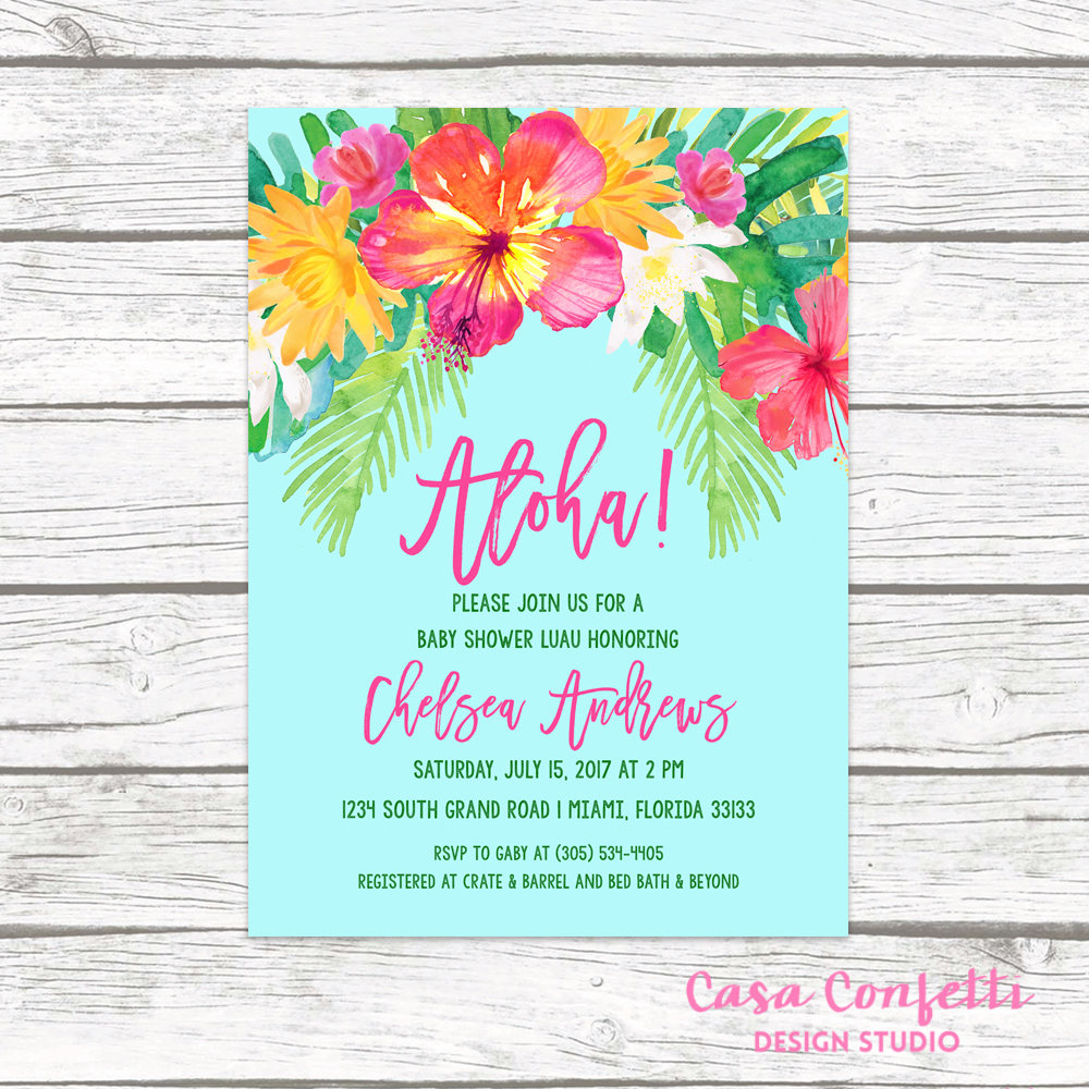 Luau Baby Shower Invitation, Tropical Baby Shower Invitation, Aloha - Free Printable Luau Baby Shower Invitations