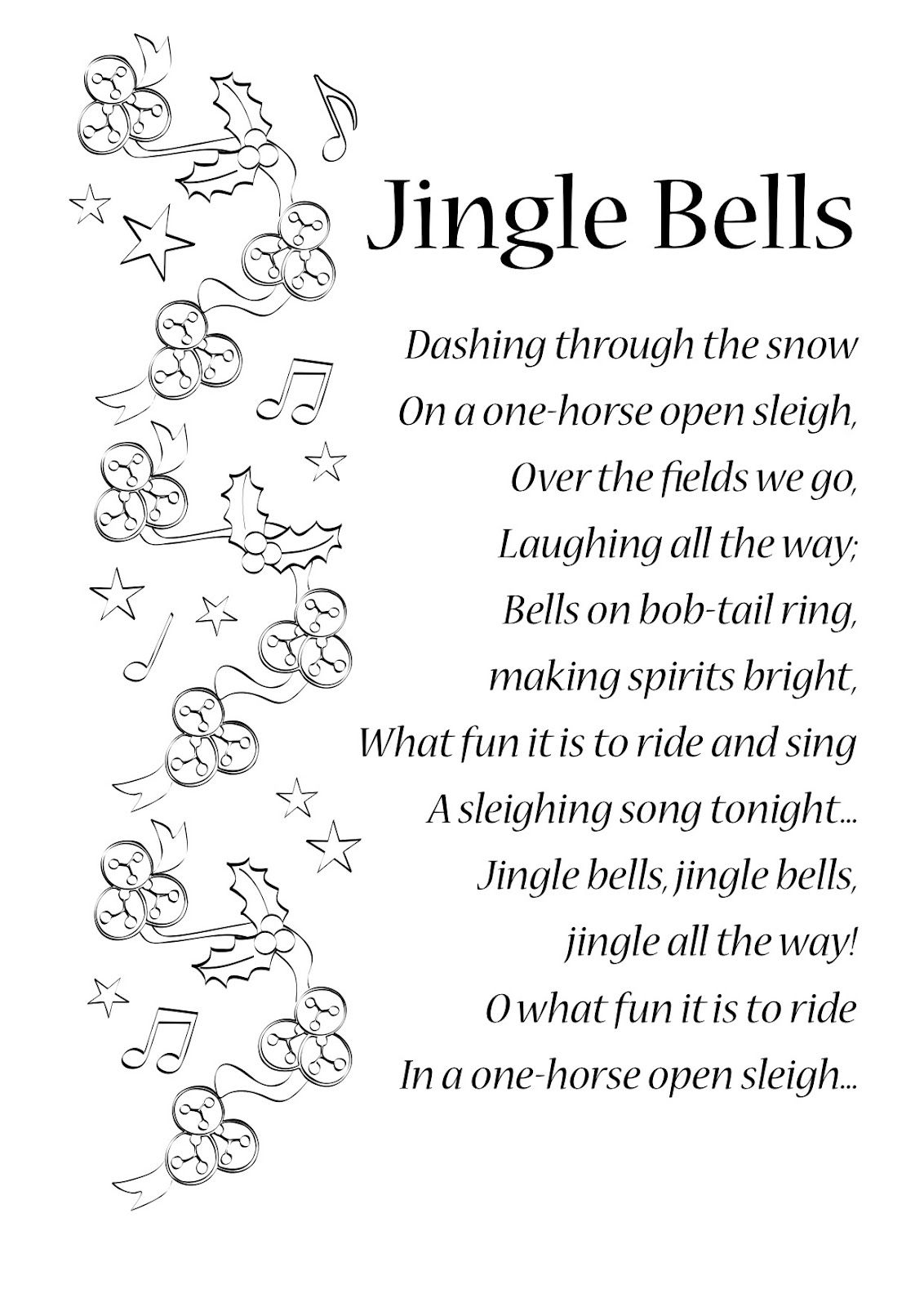 Lyrics To Jingle Bells | English Songs And Rhymes: Lyrics | Songs - Free Printable Lyrics To Christmas Carols