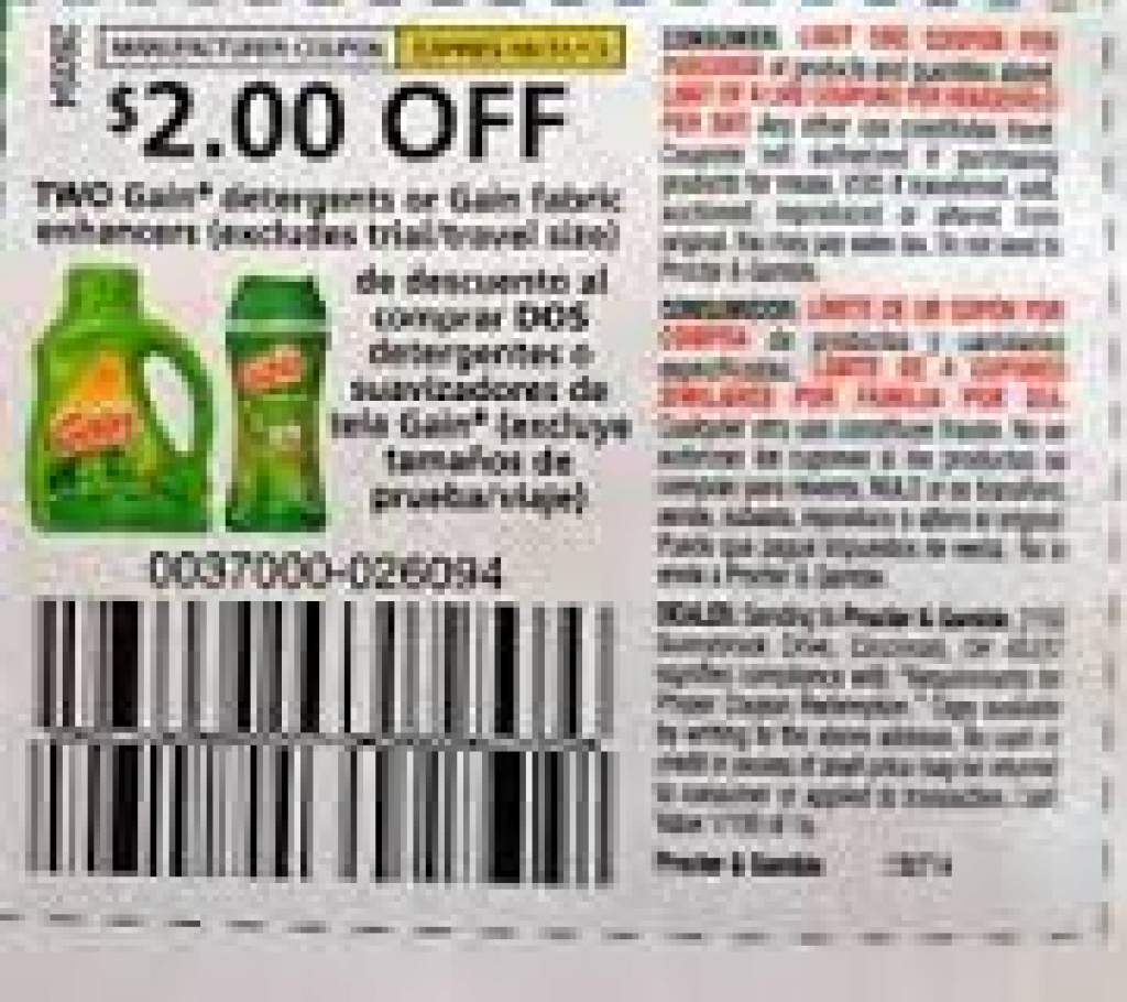 Free Printable Gain Laundry Detergent Coupons