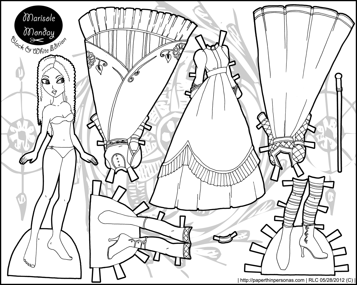 Marisole Monday: A Princess In Black And White | Color Your Own - Printable Paper Dolls To Color Free