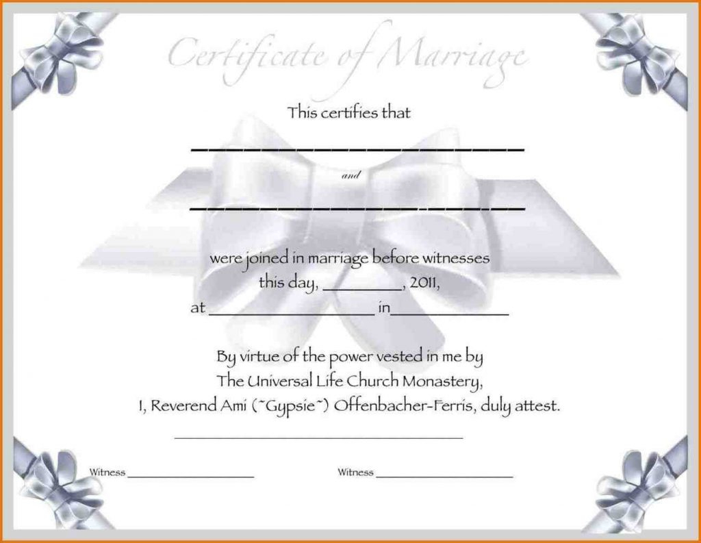 Marriage Certificate Template Free Images - Free Certificates For All - Free Printable Wedding Certificates