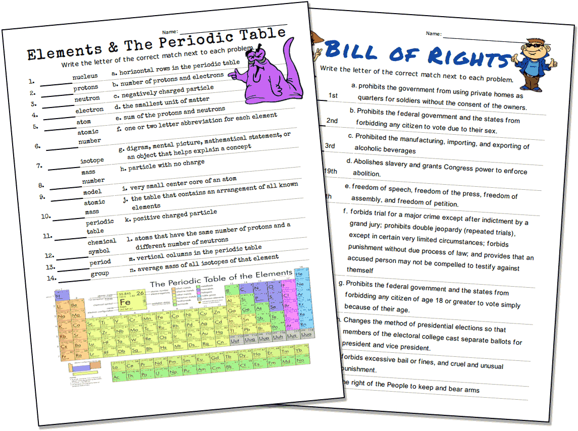 Match-Up Worksheet Maker - Free Printable Test Maker