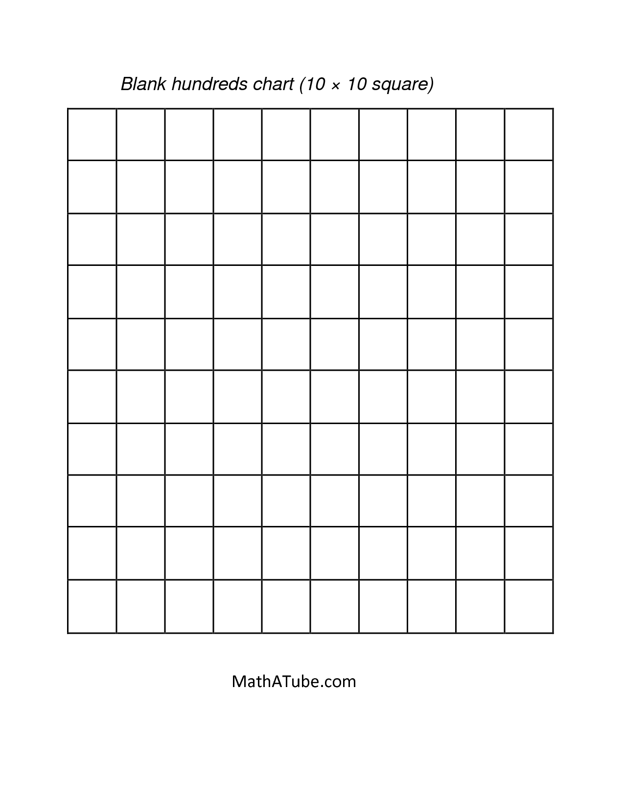 Math : 10 Best Images Of Large Printable Blank Hundreds Chart 100 - Free Printable Hundreds Chart To 120
