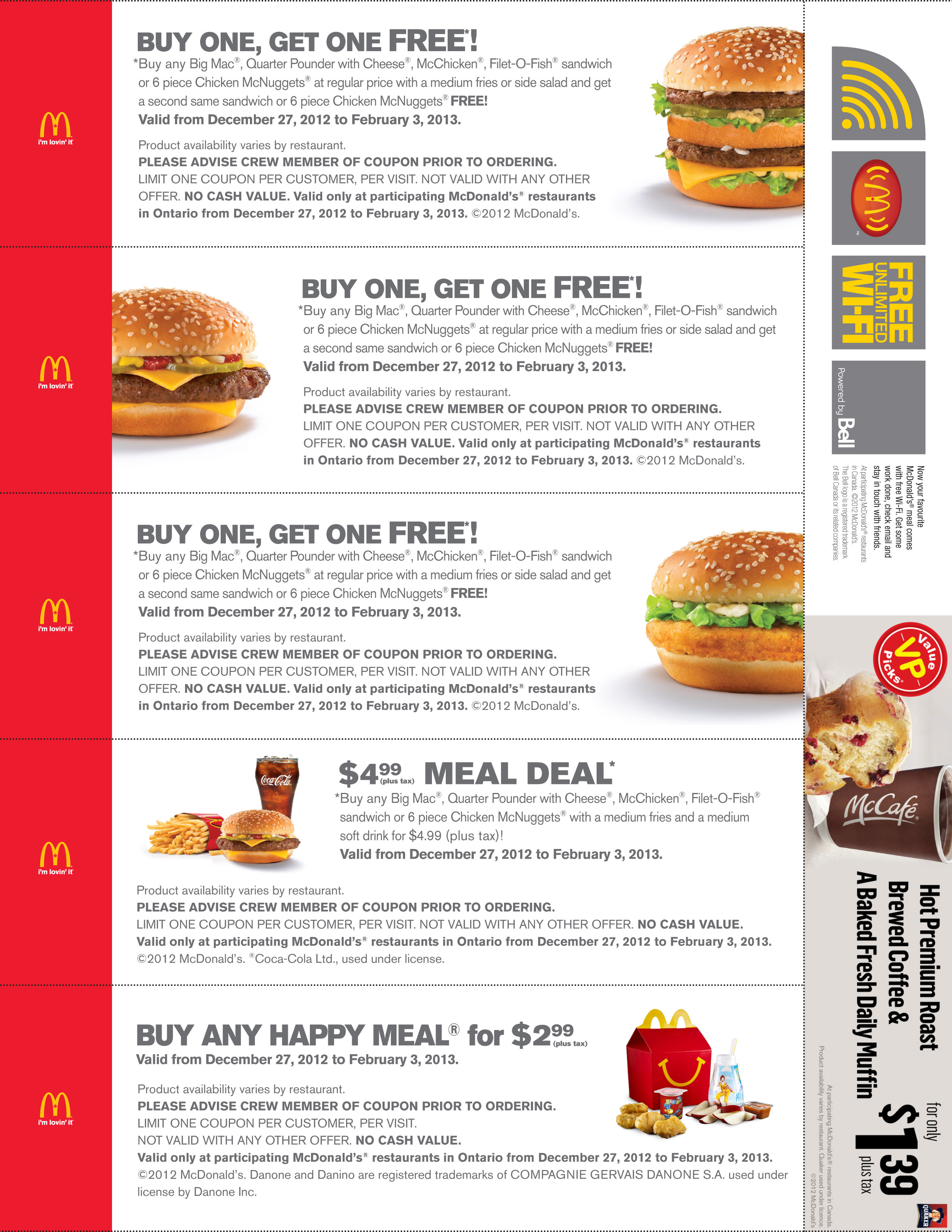 Mcdonald&amp;#039;s Specials Bogo – Print Free Coupon (4) – Printable Coupons - Bogo Free Coupons Printable