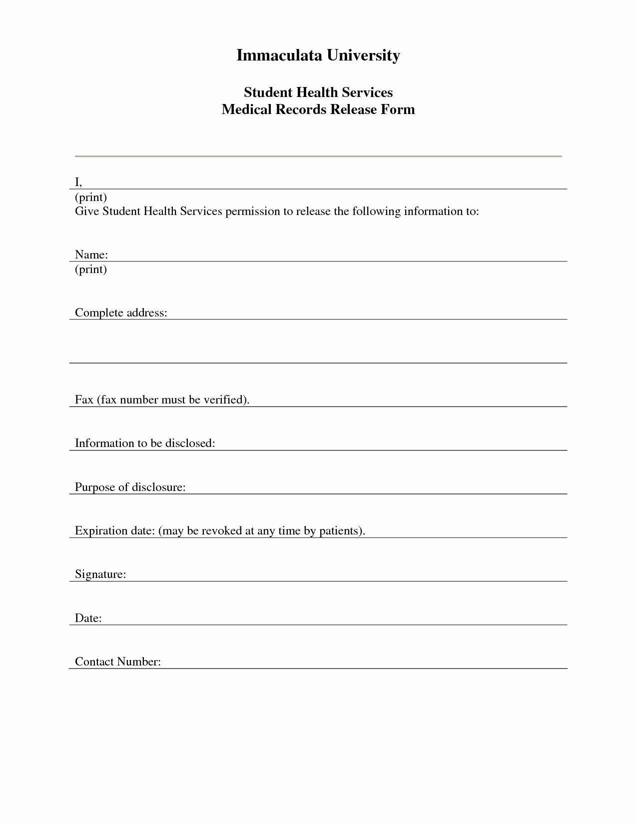 Medical Forms Templates And 7 Best Of Free Printable Medical Release - Free Printable Medical Release Form
