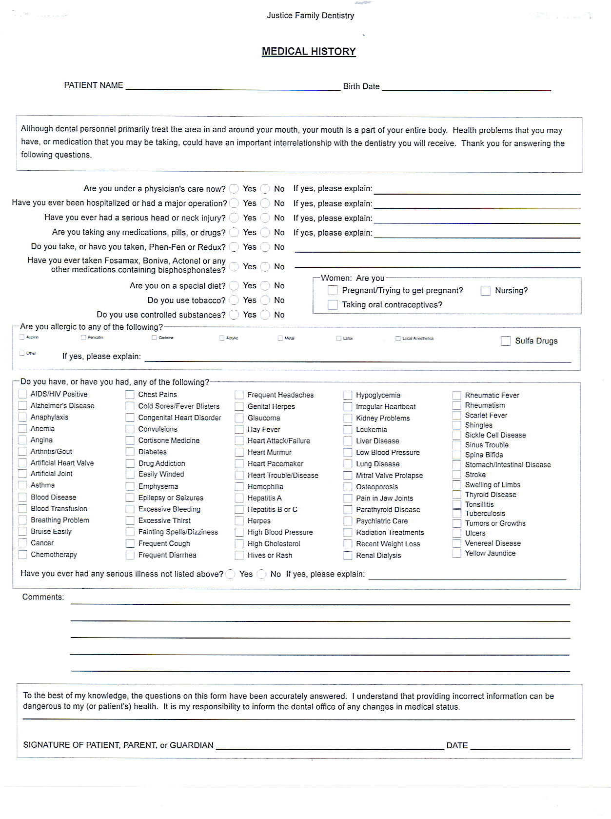 Medical History Form Printable – Medical Form Templates - Free Printable Medical History Forms