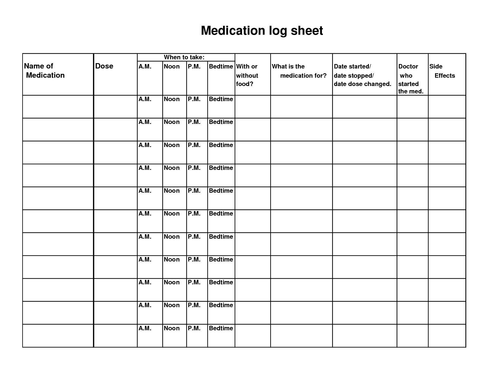 Medication Log Sheet Template | Cabin | Pinterest | Medication Log - Free Printable Daily Medication Chart