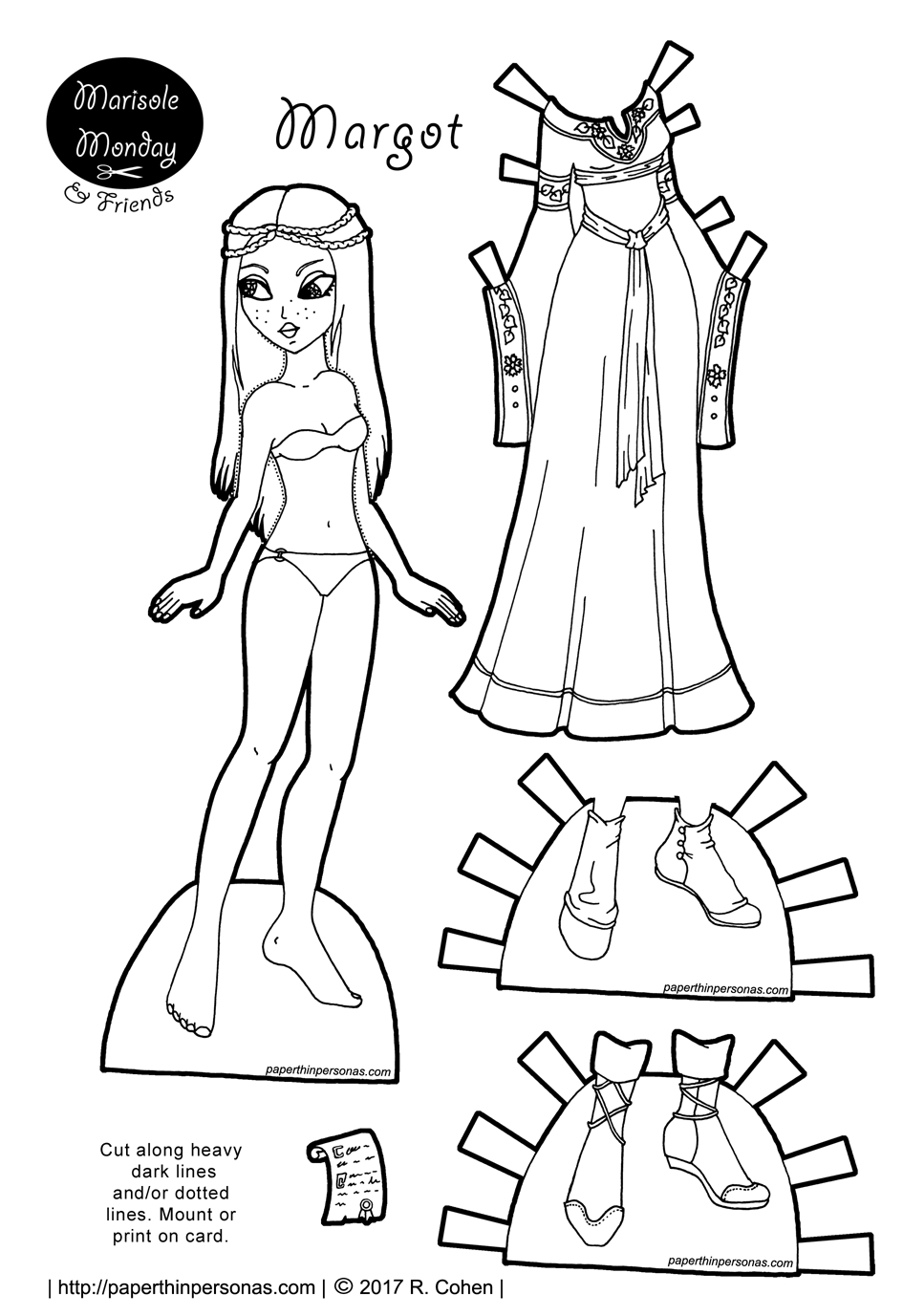 Medieval Fantasy Princess Paper Doll To Print In Color Or Black And - Medieval Paper Dolls Free Printable