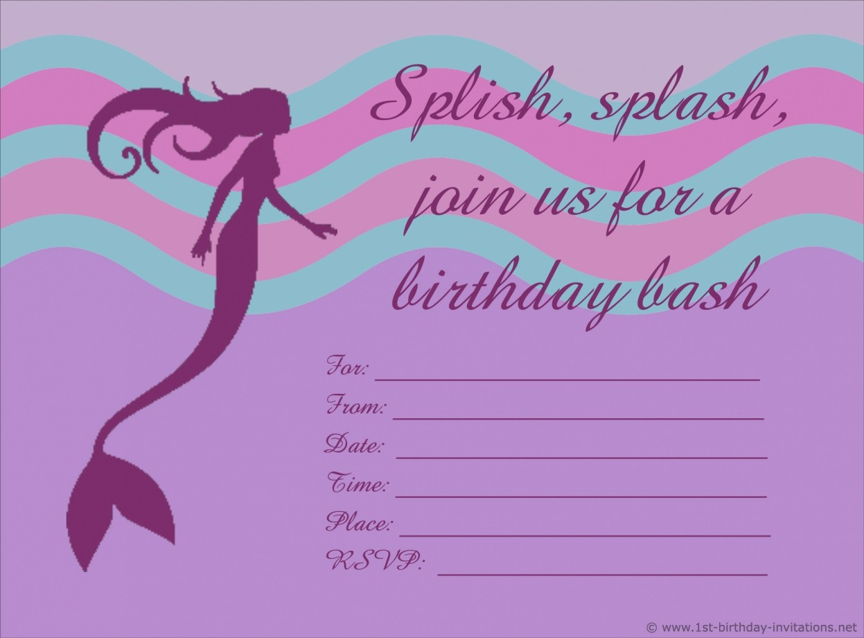 Mermaid Invitations Free Printable - Joomlaexploit - Mermaid Party Invitations Printable Free