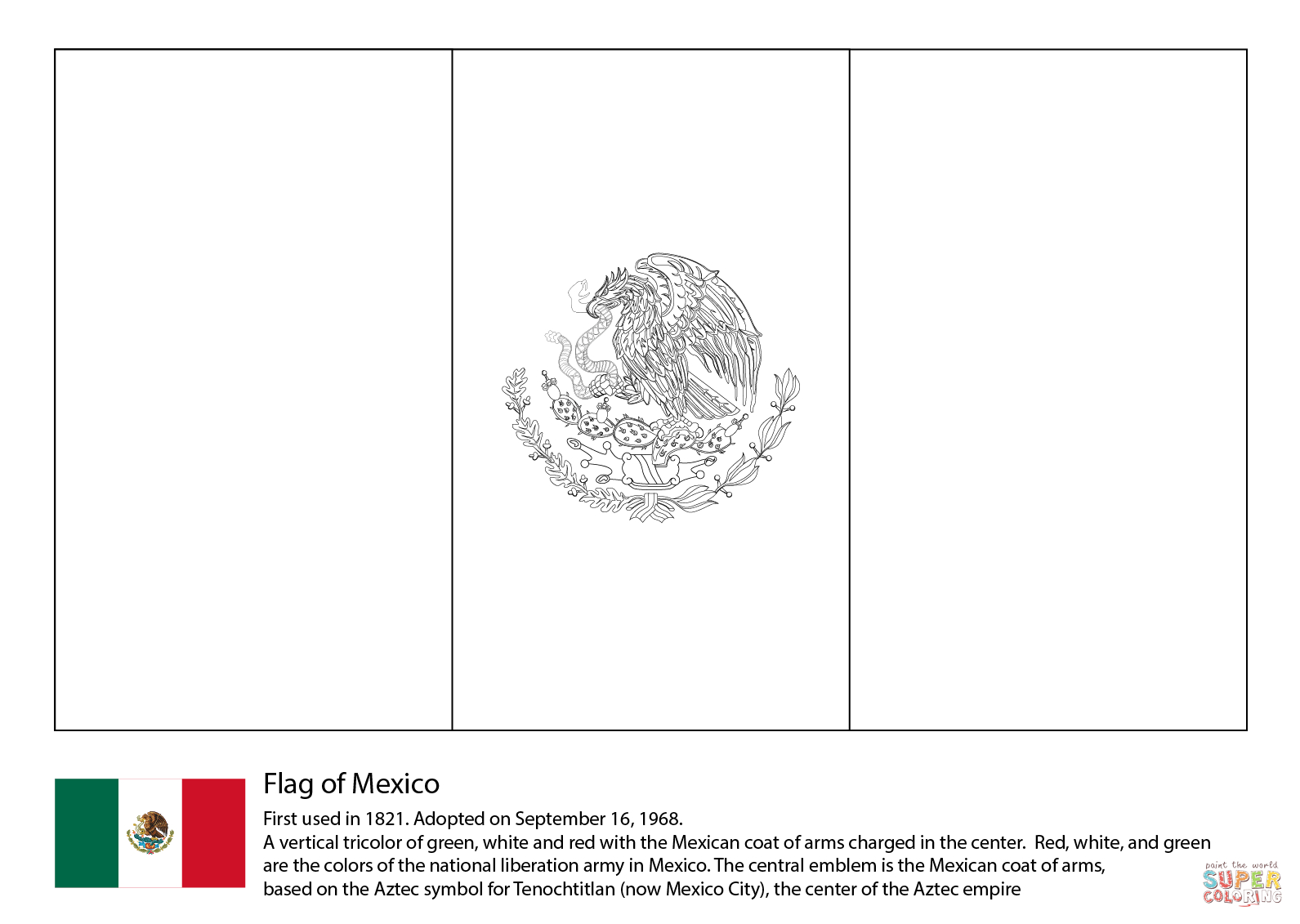 Mexico Flag Coloring Page | Free Printable Coloring Pages - Free Printable Blank Flag Template