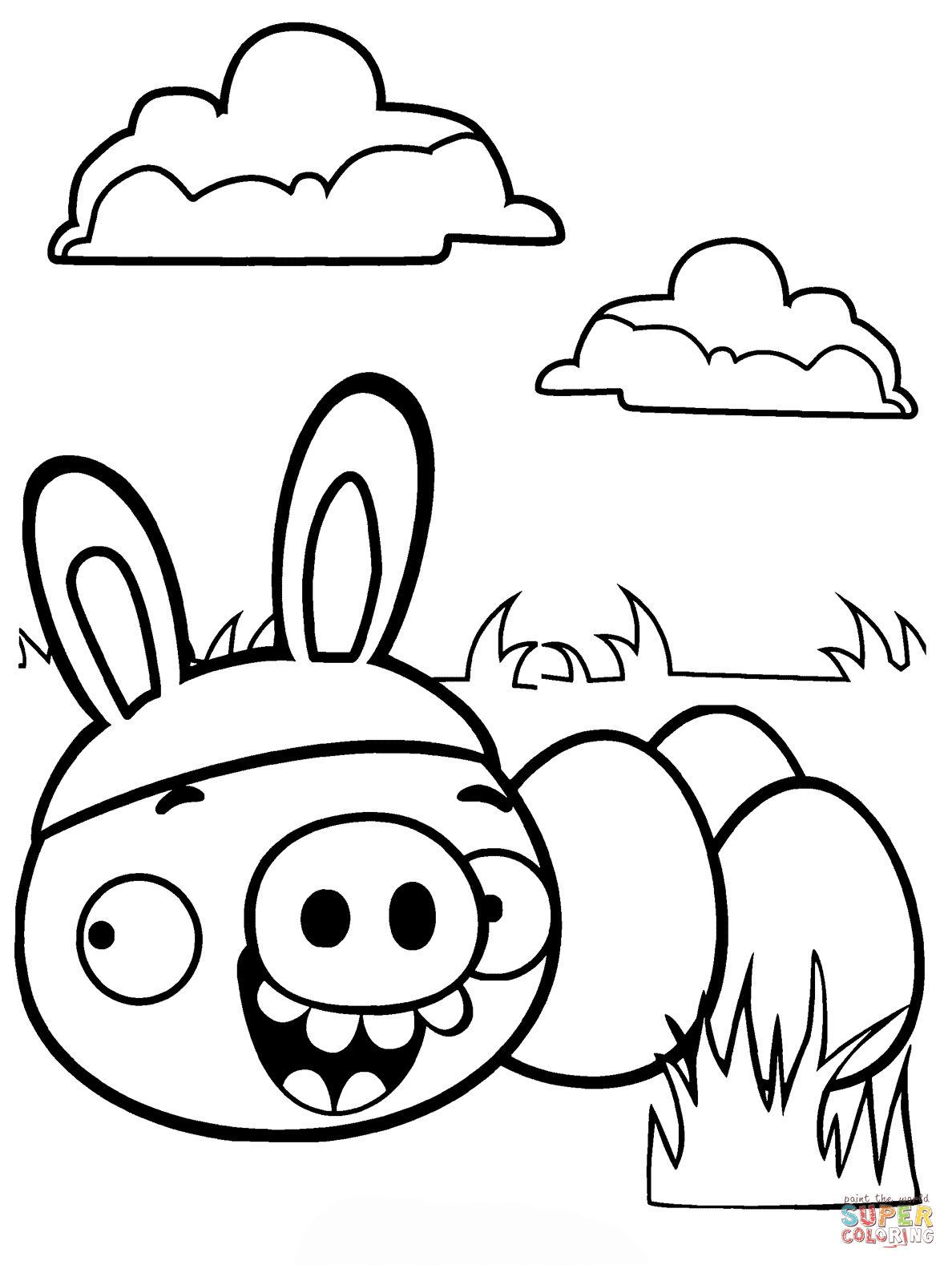Minion Pig Stealing Easter Eggs Coloring Page | Free Printable - Free Printable Easter Drawings