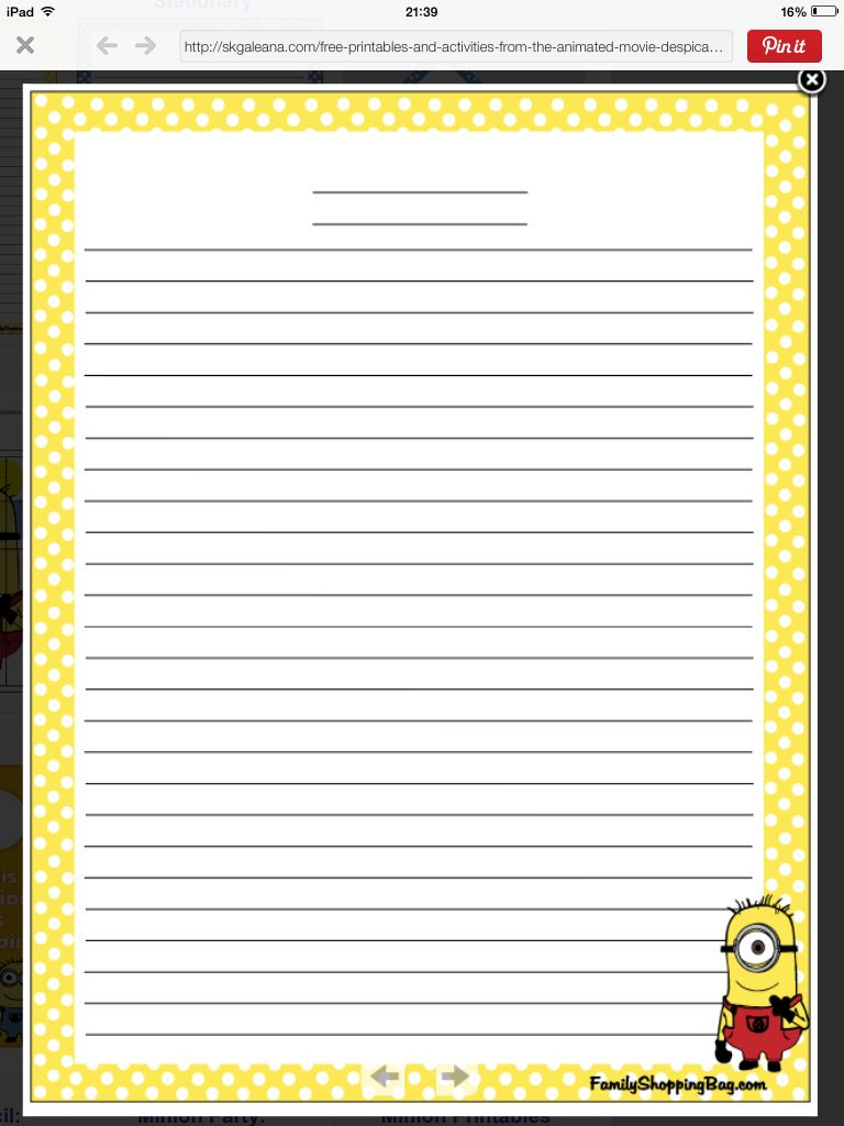 Minion Writing Paper | Education | Pinterest | Stationary Printable - Free Printable Golf Stationary