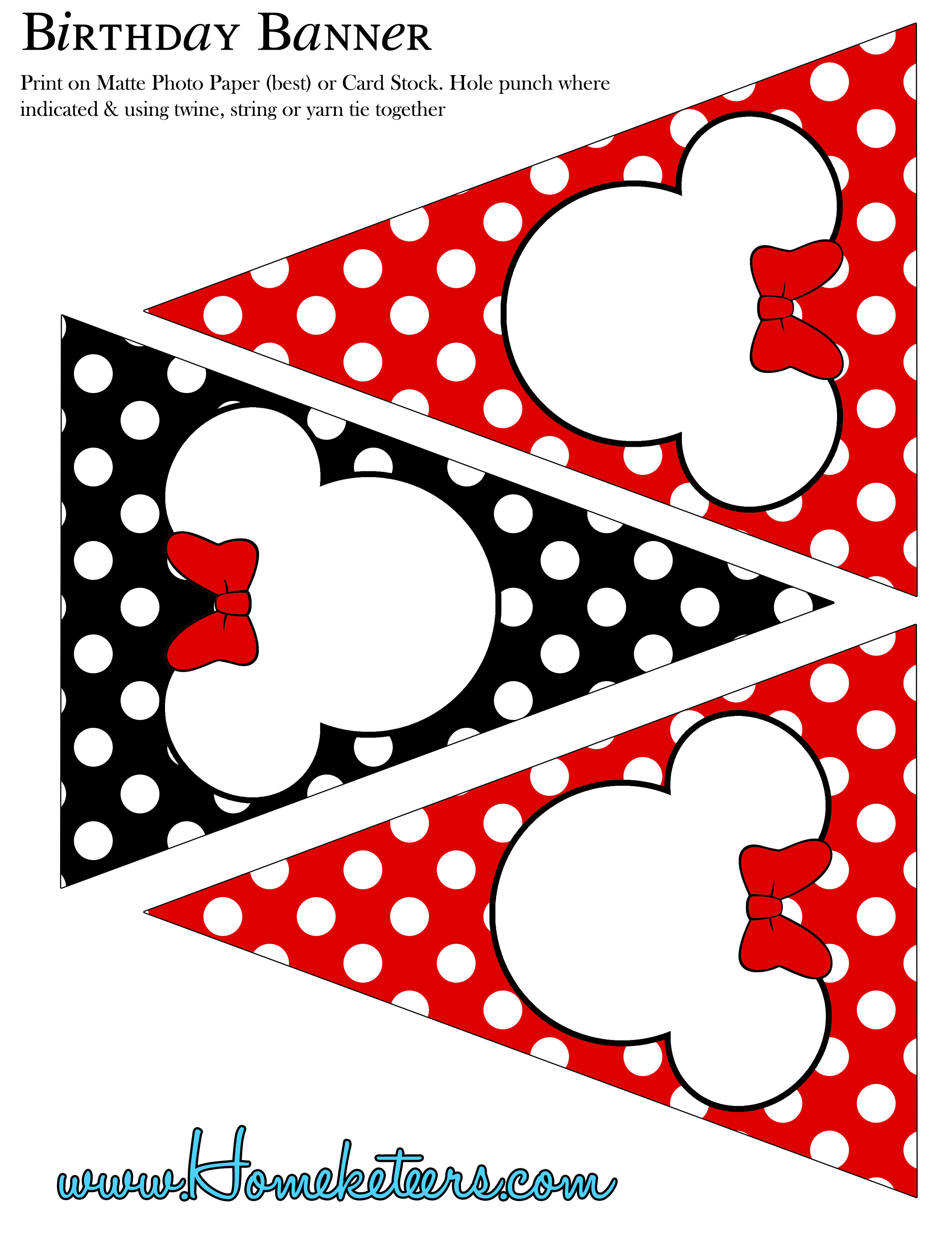 Minnie Mouse Party Printable Kit – Red {Free} - Free Printable Mickey Mouse Birthday Banner
