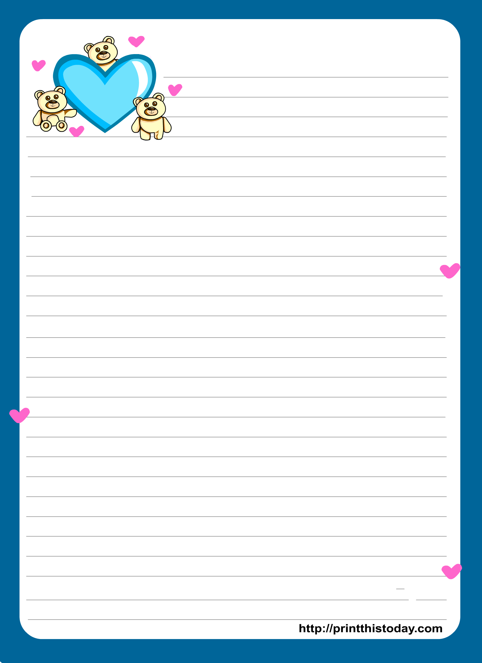 Miss You Love Letter Pad Stationery | Lined Stationery | Free - Free Printable Stationary Pdf