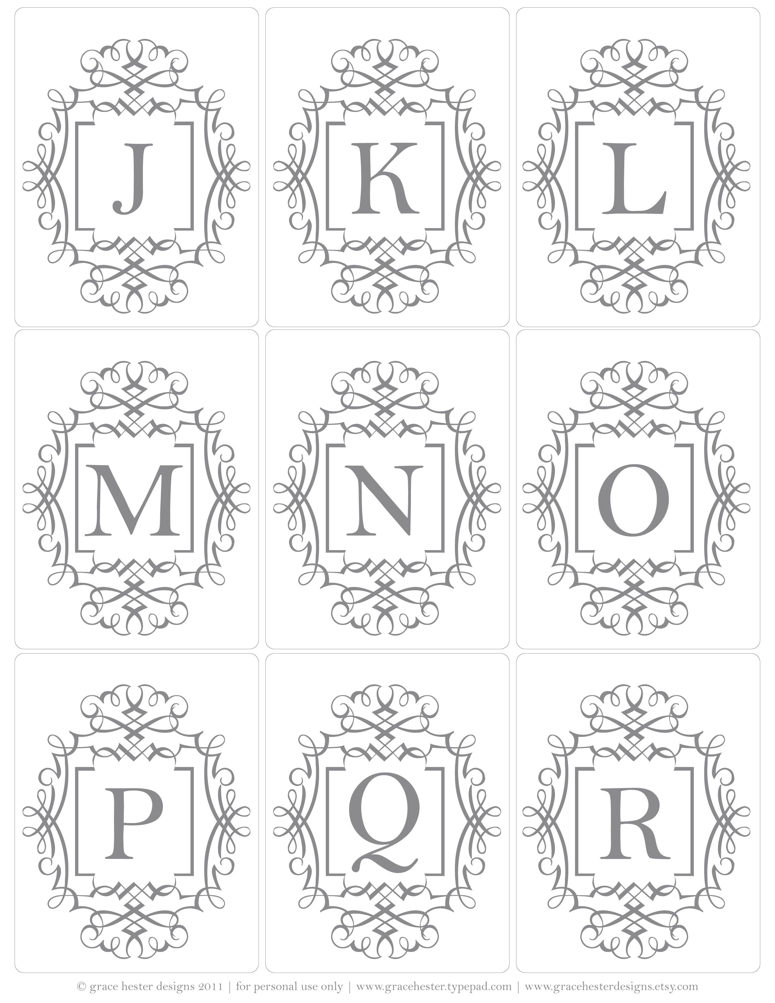 More Initial Tags J-R | Printables Christmas | Alphabet, Printables - Free Printable Monogram Letters