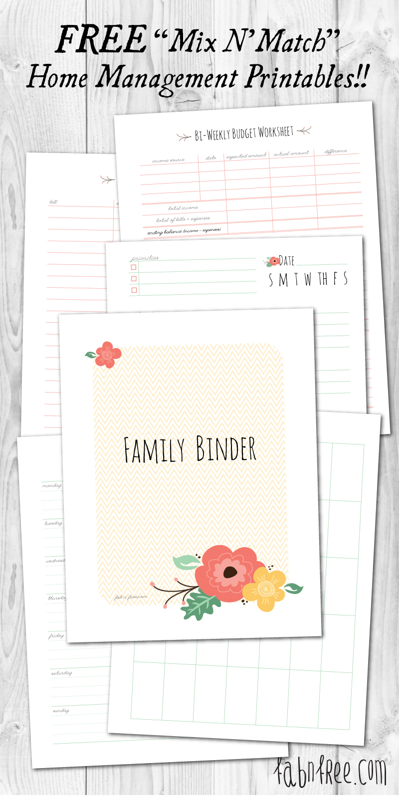 More Than 200 Free Home Management Binder Printables | Fab N&amp;#039; Free - Free Printable Household Binder