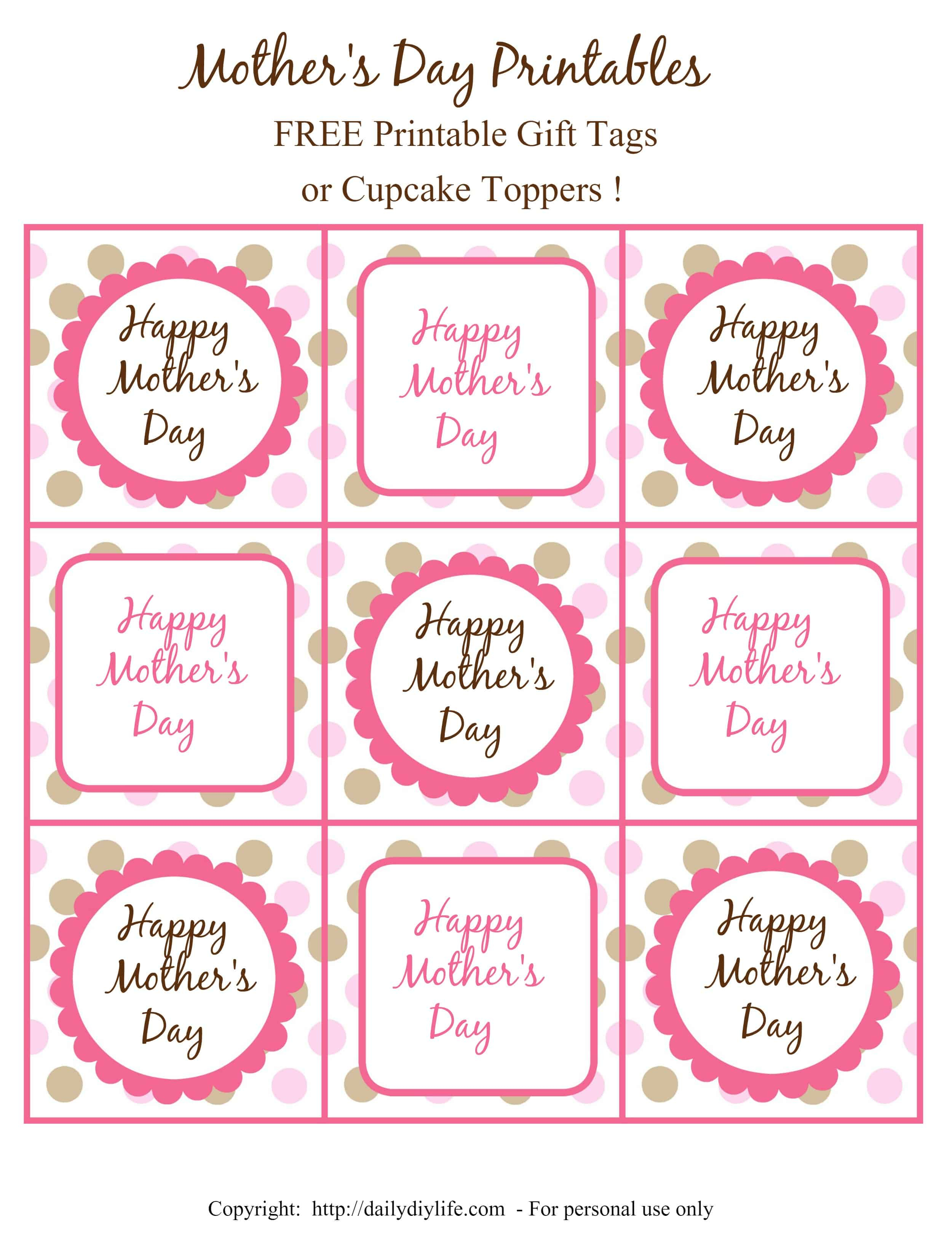 Mother&amp;#039;s Day Free Printable Gift Tags Or Cupcake Toppers - Free Printable Sweet 16 Labels