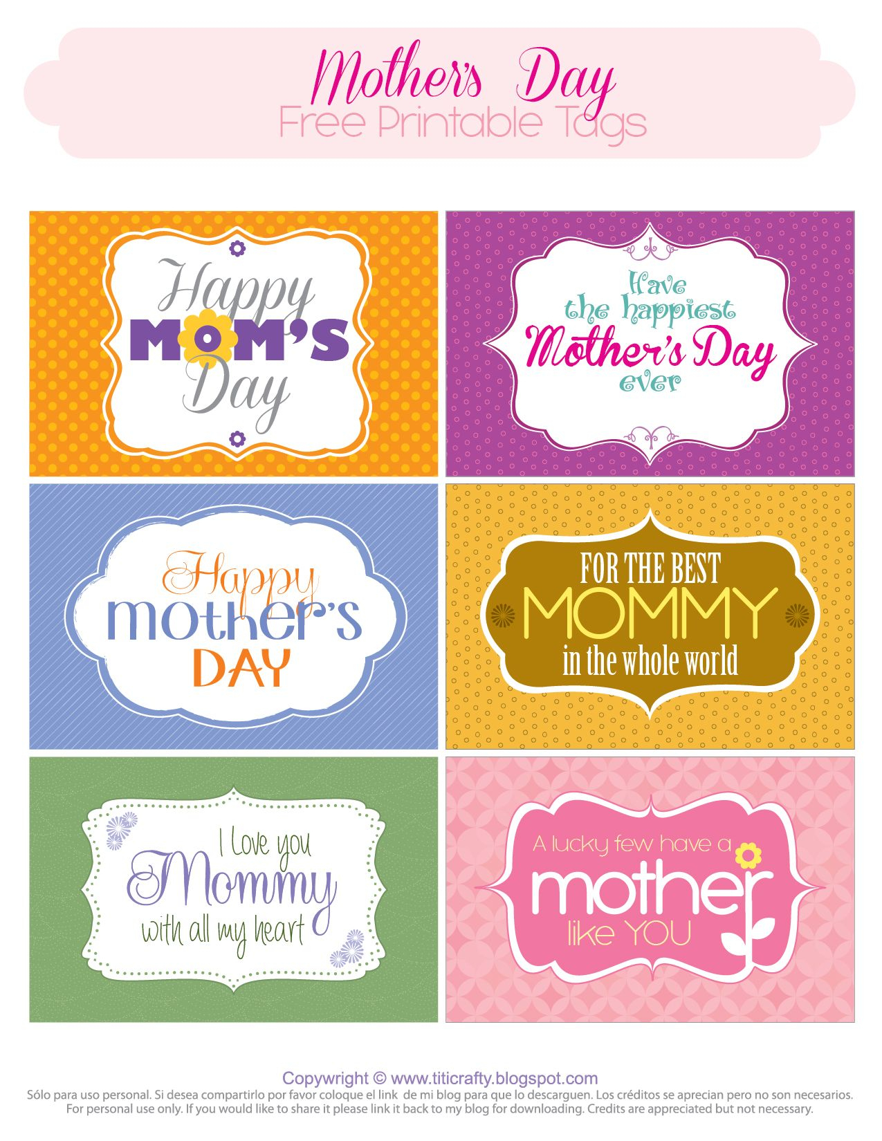 Mother&amp;#039;s Day Free Printable Tags | Mother&amp;#039;s Day And Grandmother - Free Printable Mothers Day Gifts
