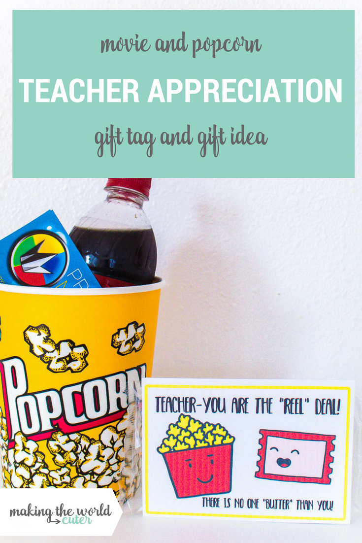 Movie Teacher Appreciation Ideas Free Printable Tag - Free Popcorn Teacher Appreciation Printable