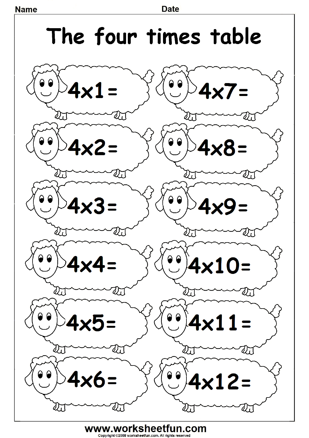 Multiplication Times Tables Worksheets – 2, 3 &amp;amp; 4 Times Tables - Free Printable Multiplication Fact Sheets