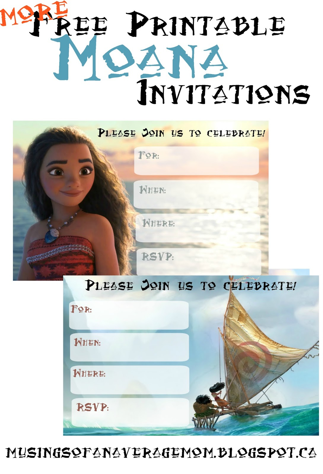 Musings Of An Average Mom: Free Printable Moana Invitations 2 - Free Printable Moana Birthday Invitations