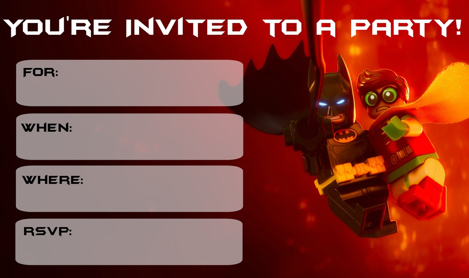 Musings Of An Average Mom: Lego Batman Movie Party Invitations - Lego Batman Invitations Free Printable