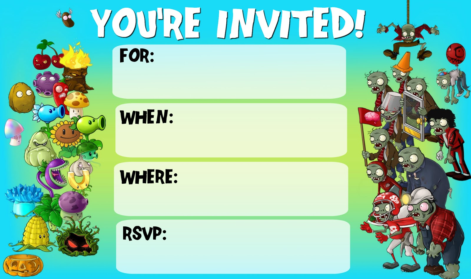 Musings Of An Average Mom: Plants Vs. Zombies Invitations - Plants Vs Zombies Free Printable Invitations