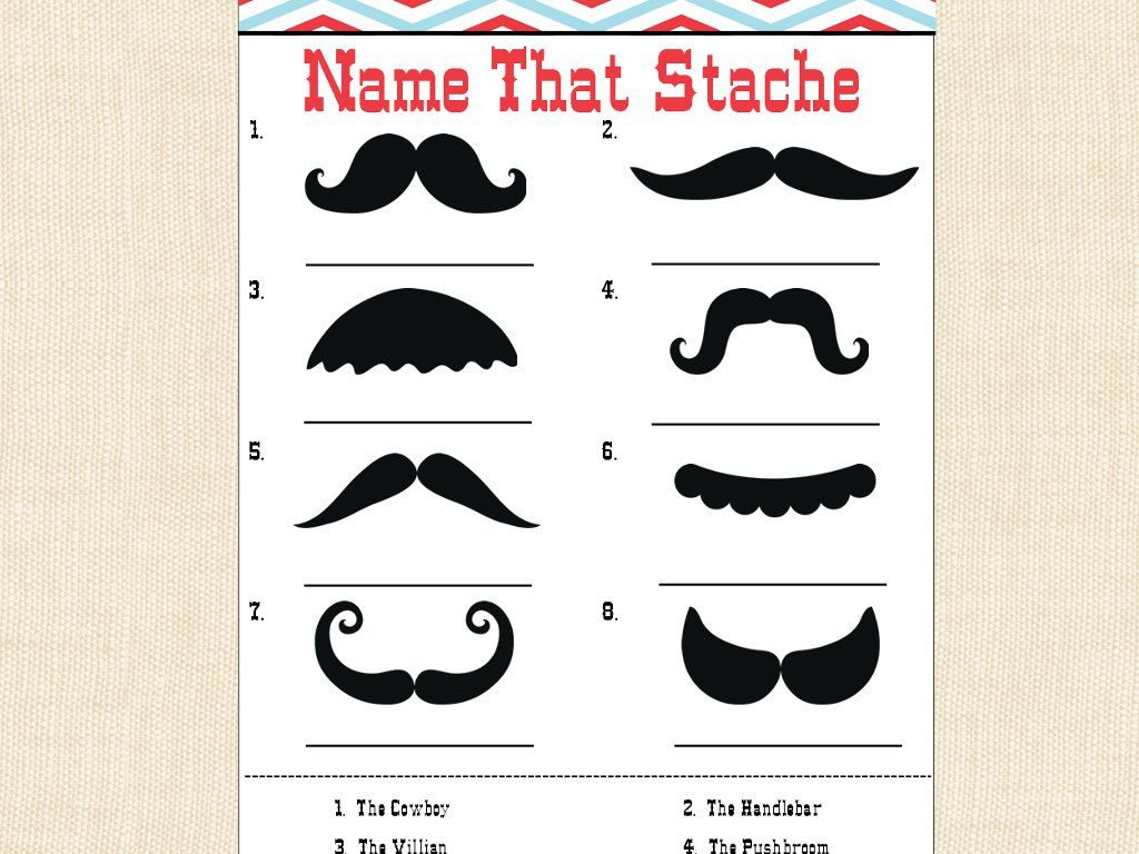 Mustache Party Game Baby Shower Birthday Name That Stache With - Name That Mustache Game Printable Free
