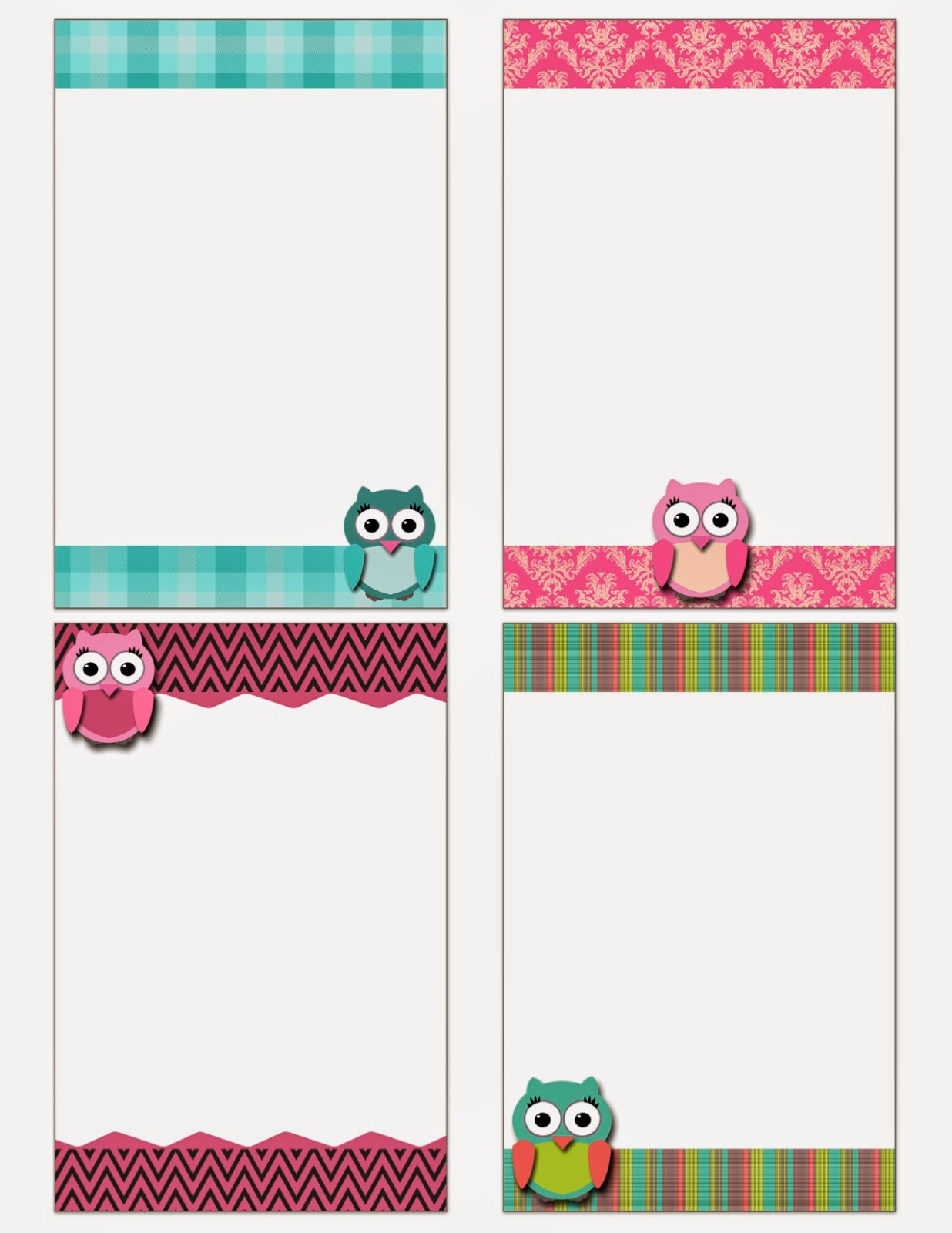 My Fashionable Designs: Free Printable: Owl Notecards - Free Printable Note Cards