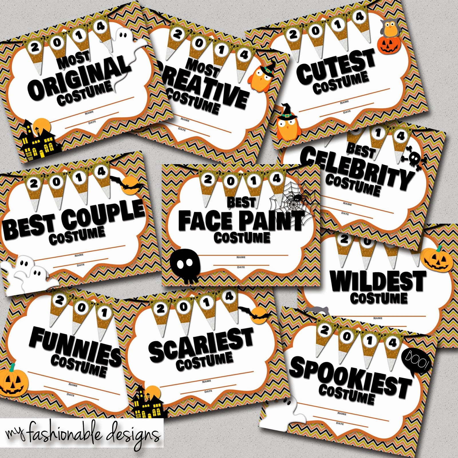 My Fashionable Designs: Halloween Costume Contest Certificates - Free Printable Halloween Award Certificates