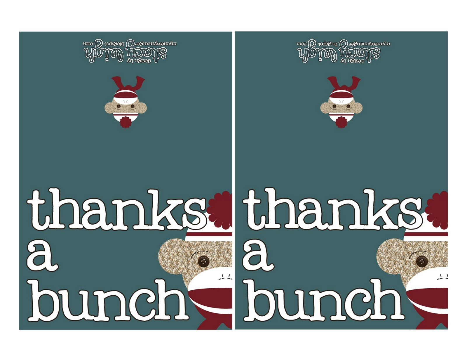 My Messy Manger: Free Sock Monkey Birthday Printables: Thank You Cards - Free Printable Sock Monkey Pictures