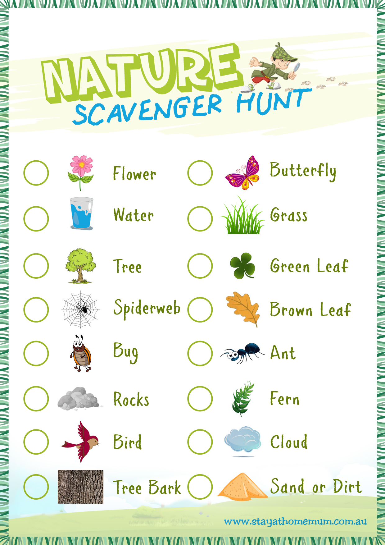 Nature Scavenger Hunt - Free Printable - Stay At Home Mum - Free Printable Scavenger Hunt
