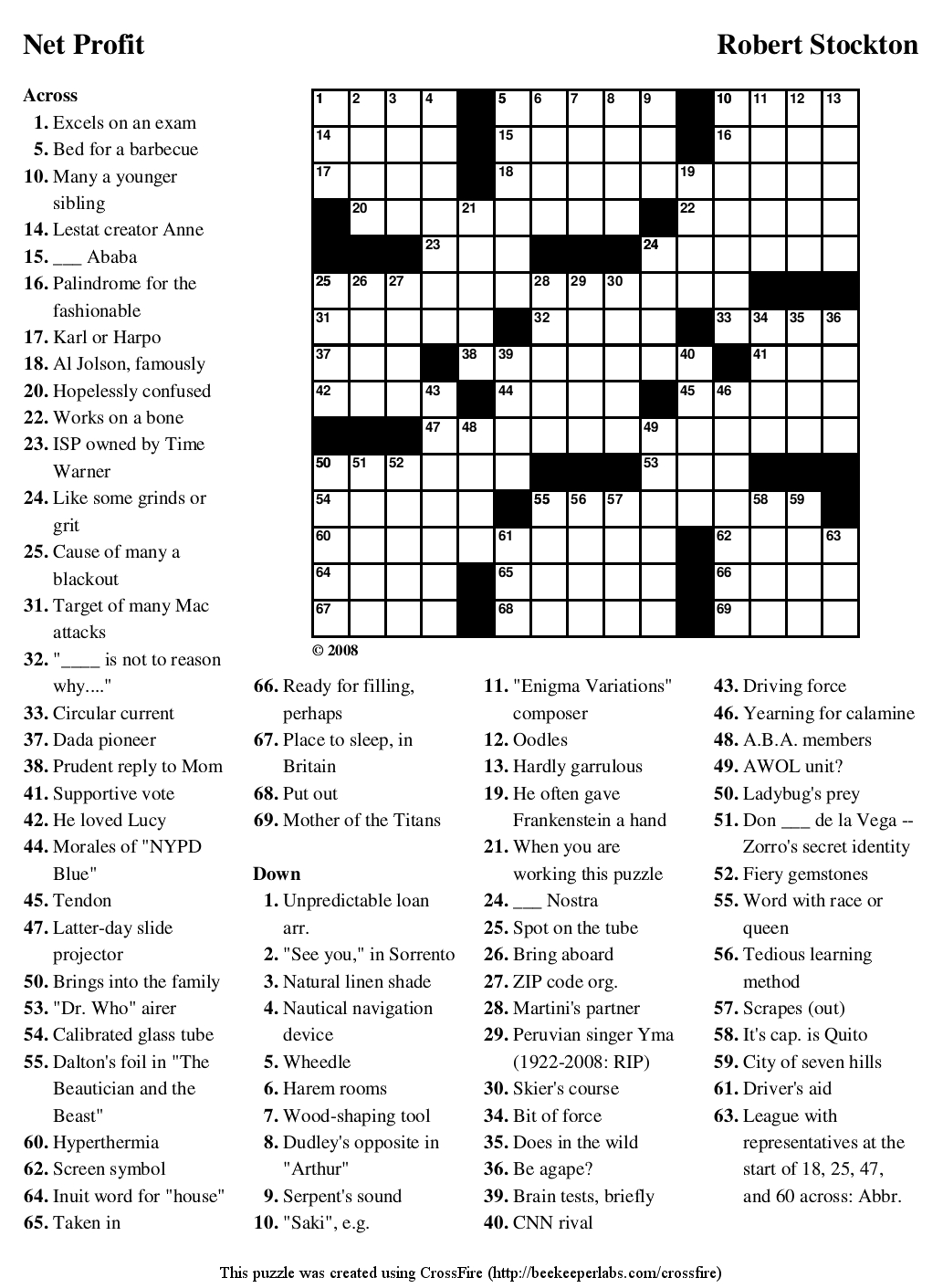 Netprofit Large Crosswords Printable Crossword Puzzle ~ Themarketonholly - Free Printable Puzzles